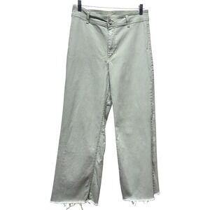 OAT New York High Rise Wide Leg Raw Hem Jeans‎ Women Sz 10/30 Sage Green